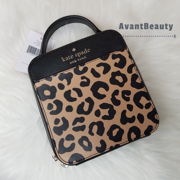 Kate Spade New York daisy graphic leopard vanity crossbody Black Brown Authentic - Picture 1 of 10